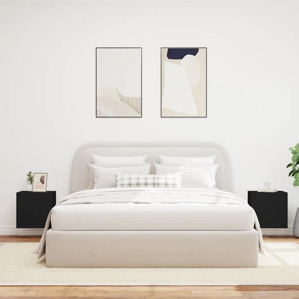 vidaXL 2 db fekete fali TV-szekr&eacute;ny LED-vil&aacute;g&iacute;t&aacute;ssal 40,5x35x40 cm