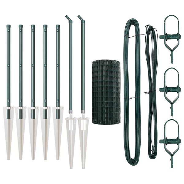 vidaXL Ker&iacute;t&eacute;s oszlopokkal Z&ouml;ld 0,4 x 10 m Ac&eacute;l &eacute;s PVC