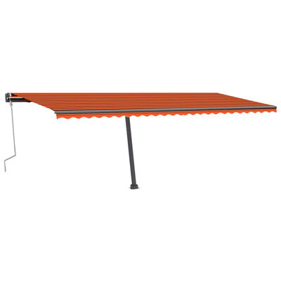 vidaXL narancs-barna kézzel kihúzható póznás napellenző 600 x 300 cm