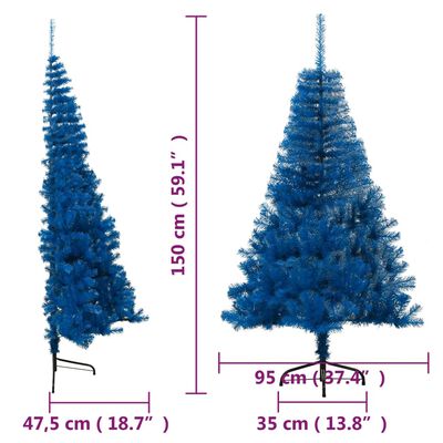 vidaXL kék PVC fél műkarácsonyfa állvánnyal 150 cm