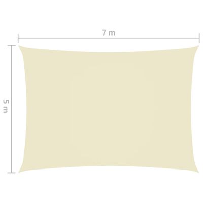 vidaXL krémszínű téglalap alakú oxford-szövet napvitorla 5 x 7 m