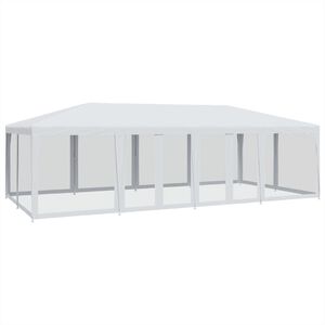 vidaXL feh&eacute;r HDPE rendezv&eacute;nys&aacute;tor 12 h&aacute;l&oacute;s oldalfallal 8 x 4 m