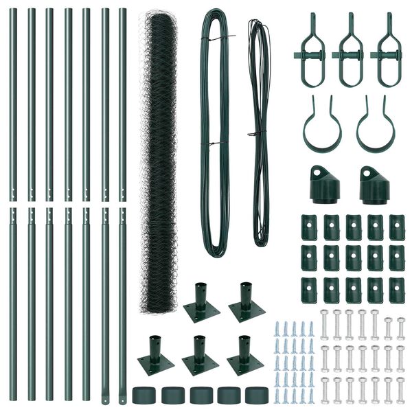 vidaXL Ker&iacute;t&eacute;soszlop Z&ouml;ld 10 x 1,6 m (50 mm h&aacute;l&oacute;) Ac&eacute;l &eacute;s PVC