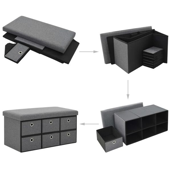 vidaXL s&ouml;t&eacute;tsz&uuml;rke műv&aacute;szon &ouml;sszecsukhat&oacute; t&aacute;rol&oacute;pad 76 x 38 x 38 cm