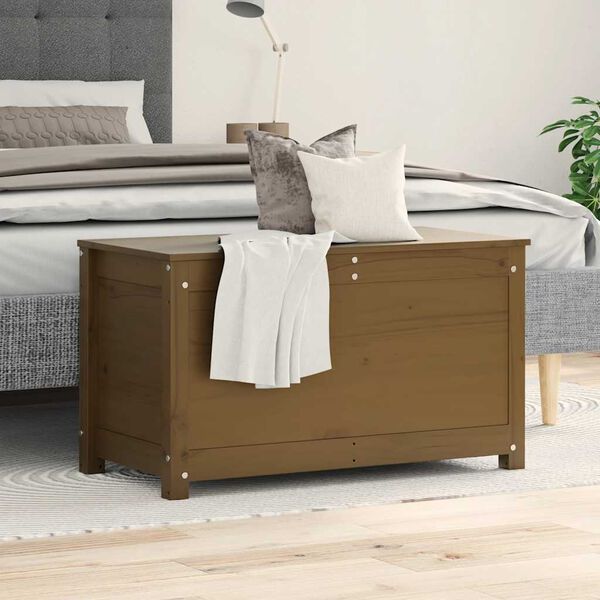 vidaXL m&eacute;zbarna t&ouml;m&ouml;r fenyőfa t&aacute;rol&oacute;l&aacute;da 80x40x45,5 cm