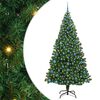 vidaXL Mű kar&aacute;csonyfa 300 LED-del Z&ouml;ld 210 cm PVC &eacute;s Ac&eacute;l &eacute;s Műanyag