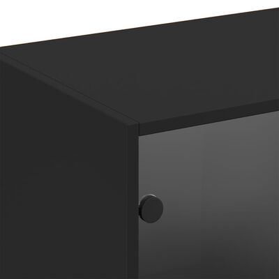 vidaXL fekete szerelt fa könyvespolc ajtóval 204x37x75 cm