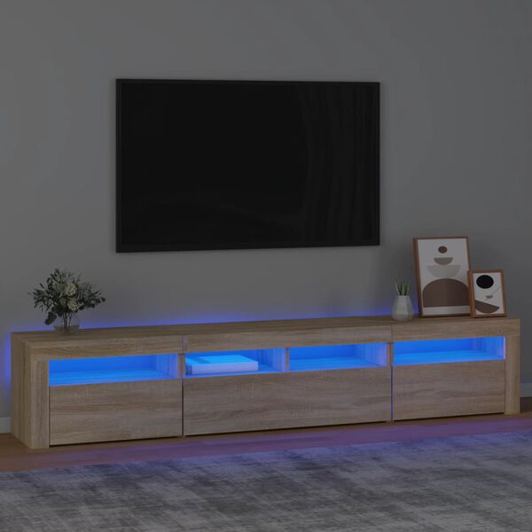 vidaXL sonoma tölgy színű TV-szekrény LED-lámpákkal 210x35x40 cm