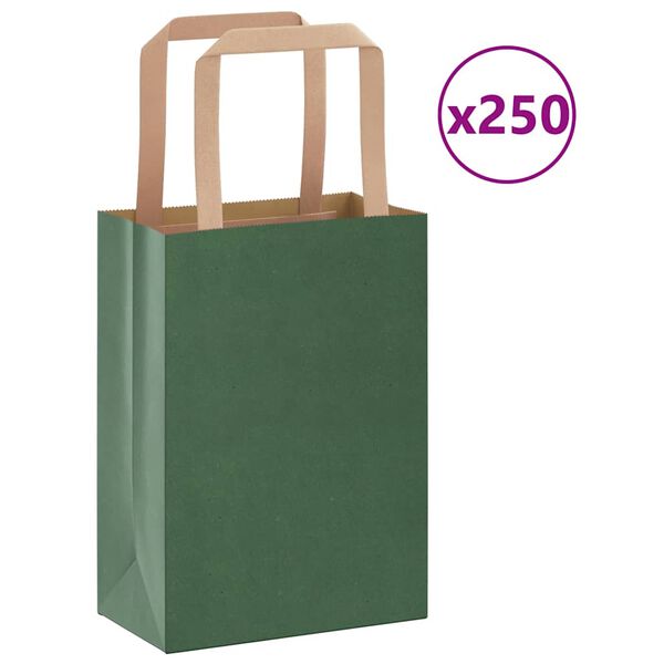 vidaXL 250 db z&ouml;ld pap&iacute;rzacsk&oacute;k foganty&uacute;kkal 15x8x21 cm