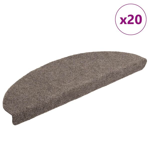 vidaXL 20 db &ouml;ntapad&oacute;s l&eacute;pcsőszőnyeg 65 x 21 x 4 cm b&eacute;zs f&eacute;lk&ouml;r alak&uacute; nagy