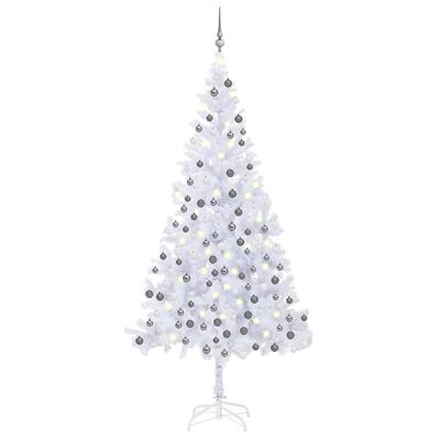 vidaXL fehér megvilágított műkarácsonyfa gömb szettel 240 cm L