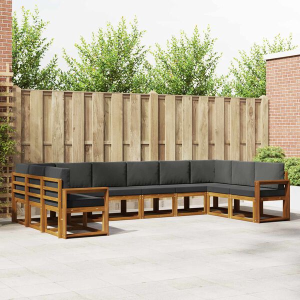 vidaXL K&uuml;lt&eacute;ri kanap&eacute; szett p&aacute;rn&aacute;val 10 pcs Term&eacute;szetes &eacute;s antracit