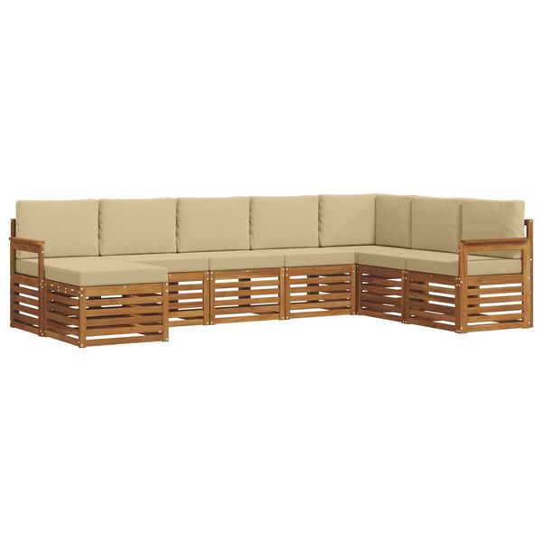 vidaXL &Uuml;lőgarnit&uacute;r&aacute;k p&aacute;rn&aacute;val 8 pcs Term&eacute;szetes &eacute;s b&eacute;zs T&ouml;m&ouml;r Ak&aacute;cfa