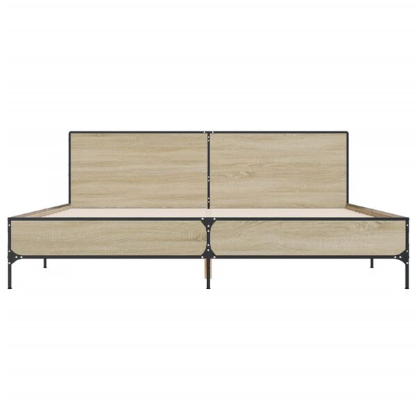 vidaXL sonoma tölgyszínű szerelt fa és fém ágykeret 180 x 200 cm