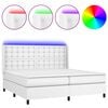 vidaXL feh&eacute;r műbőr rug&oacute;s &aacute;gy matraccal &eacute;s LED-del 200x200 cm