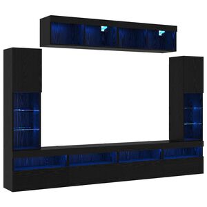 vidaXL TV szekr&eacute;ny garnit&uacute;ra 6 db Musta tammi Szerelt fa