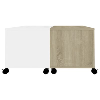 vidaXL fehér és tölgyszínű forgácslap dohányzóasztal 75 x 75 x 38 cm