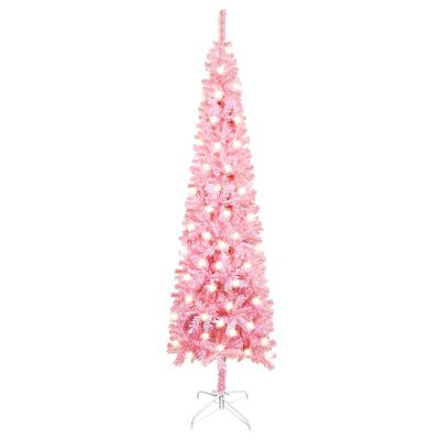 vidaXL rózsaszín megvilágított vékony karácsonyfa 120 cm