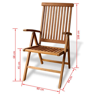 vidaXL összecsukható tömör tíkfa kerti szék