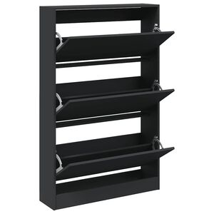 vidaXL fekete szerelt fa cipőszekr&eacute;ny 80 x 21 x 125,5 cm