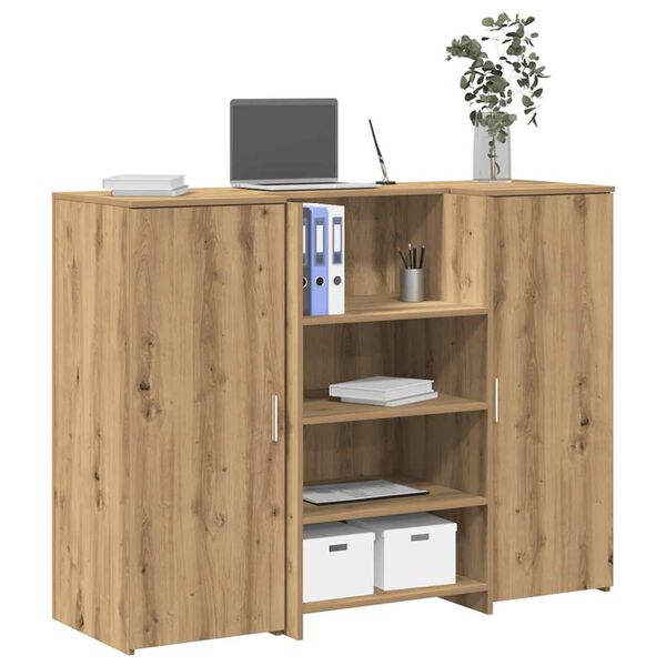 vidaXL recepci&oacute;s pult k&eacute;zműves t&ouml;lgy 135x50x103,5 cm szerelt fa