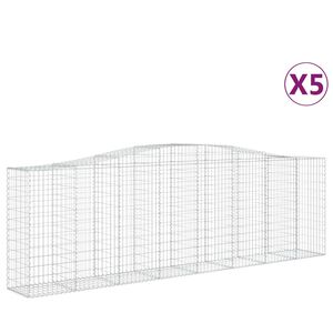 vidaXL 5 db &iacute;ves horganyzott vas gabion kos&aacute;r 400x50x120/140 cm