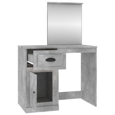 vidaXL betonszürke szerelt fa fésülködő asztal tükörrel 90x50x132,5 cm