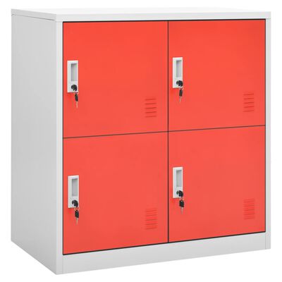 vidaXL világosszürke és piros acél zárható szekrény 90 x 45 x 92,5 cm