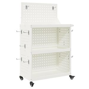 vidaXL Eszk&ouml;z Kocsi Feh&eacute;r 65 x 35 x 111 cm Hidegen hengerelt ac&eacute;l