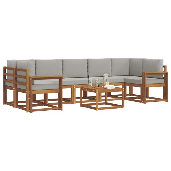 vidaXL K&uuml;lt&eacute;ri kanap&eacute; szett 8 pcs Term&eacute;szetes &eacute;s Vil&aacute;gossz&uuml;rke