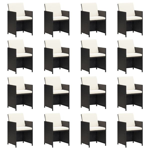 vidaXL 17 r&eacute;szes fekete polyrattan kerti &eacute;tkezőgarnit&uacute;ra p&aacute;rn&aacute;kkal