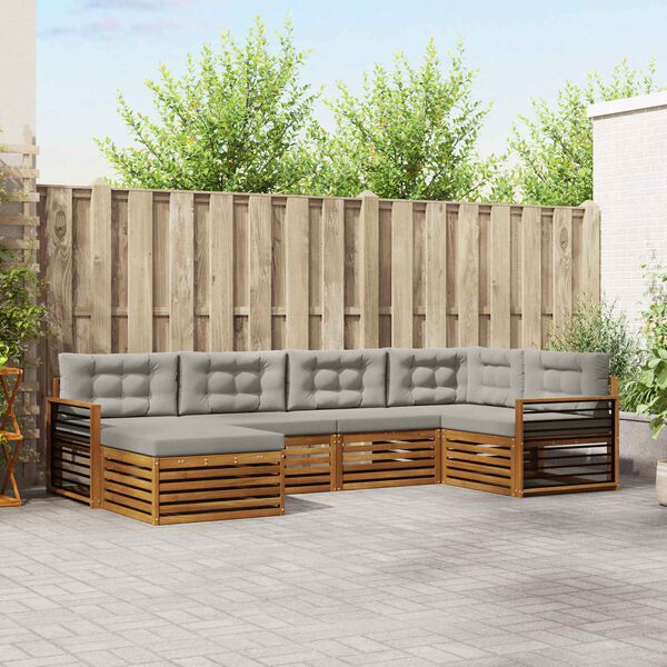 vidaXL K&uuml;lt&eacute;ri kanap&eacute; szett 6 pcs Term&eacute;szetes &eacute;s Vil&aacute;gossz&uuml;rke