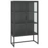 vidaXL antracitsz&uuml;rke ac&eacute;l &eacute;s edzett &uuml;veg magasszekr&eacute;ny 80x35x135 cm