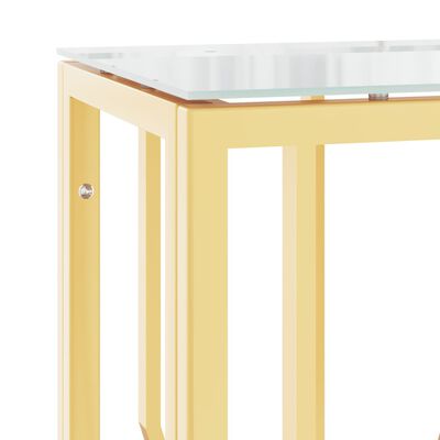 vidaXL aranyszínű üveg és rozsdamentes acél tálalóasztal 70x30x70 cm