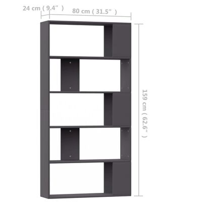 vidaXL szürke forgácslap könyvszekrény/térelválasztó 80 x 24 x 159 cm