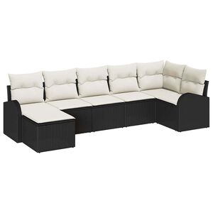 vidaXL Kerti Kanap&eacute; Szett 7 db Fekete [Műanyag]: Poly Rattan