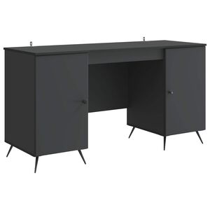 vidaXL Asztal polcokkal t&aacute;rol&oacute;val Fekete 142,5 x 50 x 75 cm Szerelt Fa