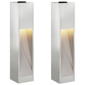 vidaXL Napelemes LED &Uacute;tjelző L&aacute;mpa 2 db Meleg feh&eacute;r 18 x 18 x 80 cm
