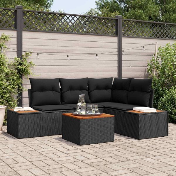 vidaXL Kerti Kanap&eacute; Szett p&aacute;rn&aacute;val t&aacute;rol&oacute;val 4 pcs Fekete Polyrattan