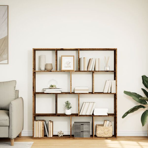 vidaXL antik fa sz&iacute;nű szerelt fa k&ouml;nyvszekr&eacute;ny 132 x 29 x 141,5 cm