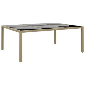 vidaXL b&eacute;zs polyrattan &eacute;s edzett &uuml;veg kerti asztal 200 x 150 x 75 cm