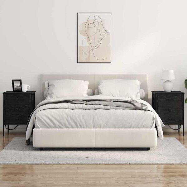 vidaXL &Eacute;jjeliszekr&eacute;ny fi&oacute;kkal Fekete t&ouml;lgy 42 x 41 x 61 cm Faanyag