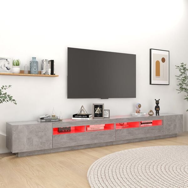vidaXL betonszürke TV-szekrény LED-lámpákkal 300 x 35 x 40 cm
