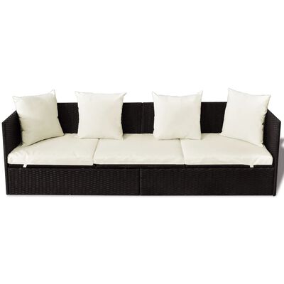 vidaXL barna polyrattan kültéri kanapé hát- és ülőpárnákkal