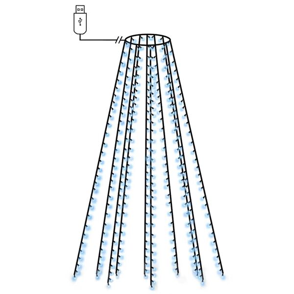vidaXL kar&aacute;csonyfa-f&eacute;nyf&uuml;z&eacute;r 250 k&eacute;k LED-del 250 cm