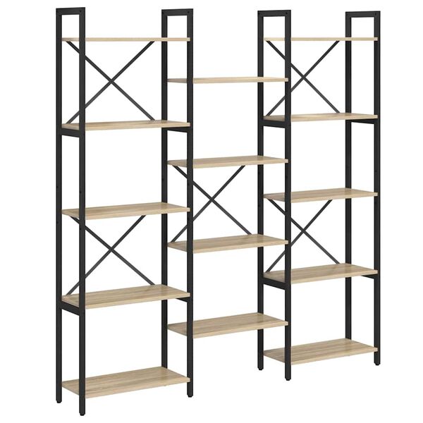 vidaXL K&ouml;nyvespolc Sonoma t&ouml;lgy 156 x 25 x 167 cm Faanyag