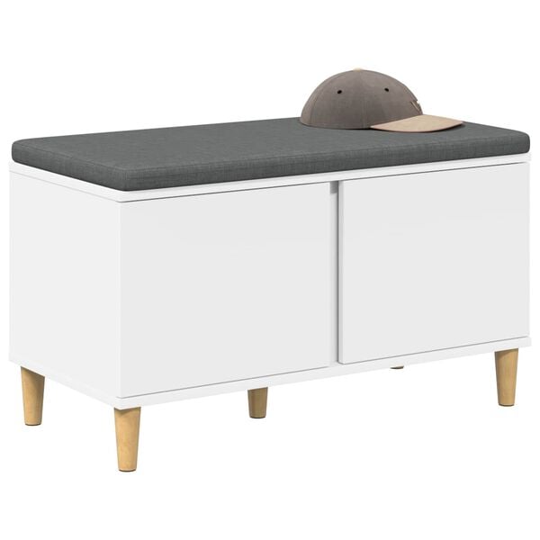 vidaXL Előt&eacute;r pad p&aacute;rn&aacute;val t&aacute;rol&oacute;val ajt&oacute;val Feh&eacute;r 80 x 38 x 46 cm