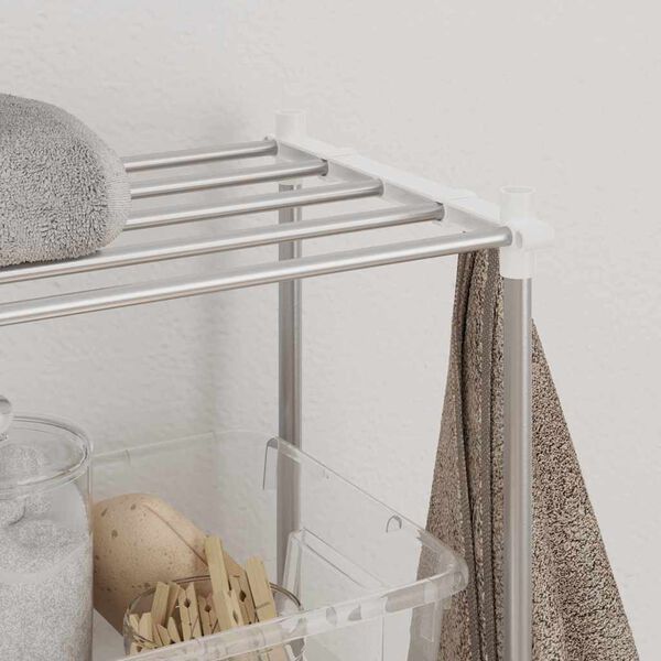 vidaXL Mos&oacute;g&eacute;p polc t&aacute;rol&oacute;val Feh&eacute;r 70 x 27 x 136 cm Alum&iacute;nium