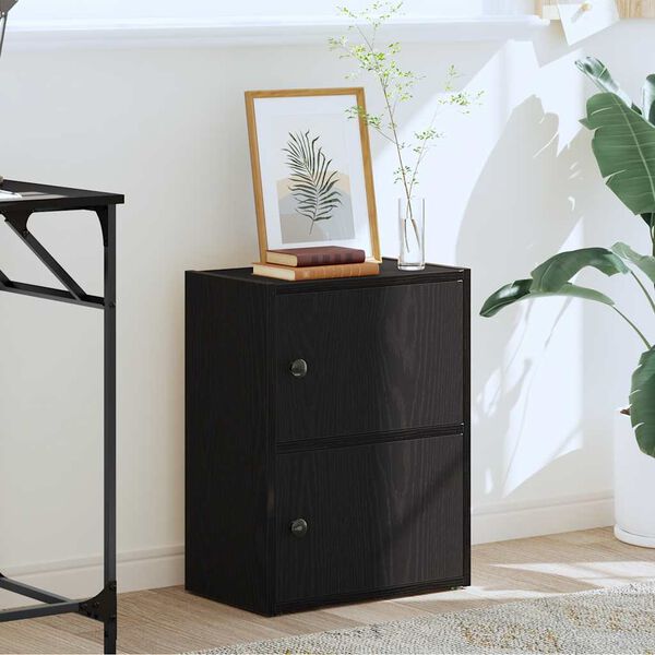 vidaXL K&ouml;nyvespolc fekete t&ouml;lgy 40x24x52 cm g&eacute;pes&iacute;tett fa