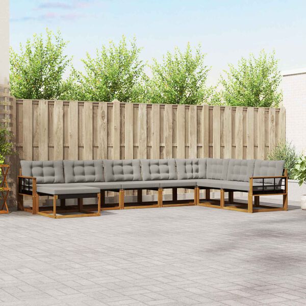 vidaXL K&uuml;lt&eacute;ri kanap&eacute; szett 8 pcs Term&eacute;szetes &eacute;s Vil&aacute;gossz&uuml;rke